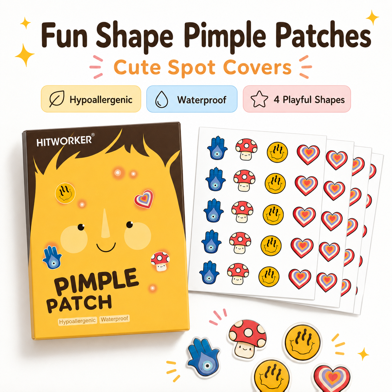 100Pcs Cute 4 Shapes Acne Pimp - Skincare You recensione e prezzo
