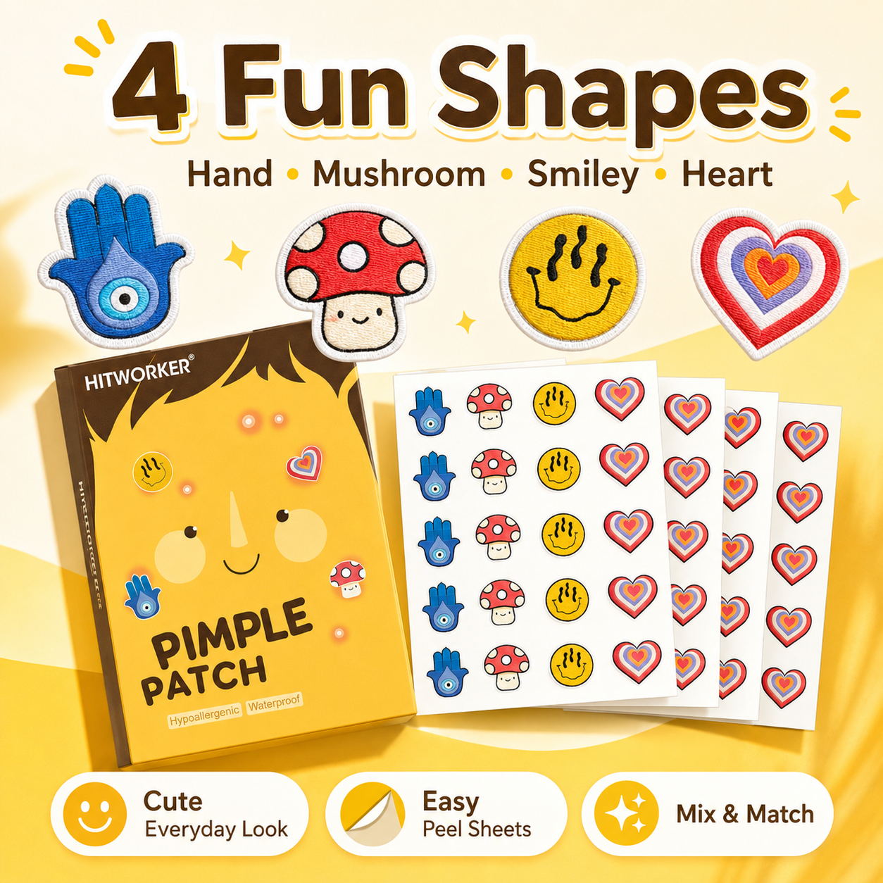 100Pcs Cute 4 Shapes Acne Pimp - Skincare You recensione e prezzo